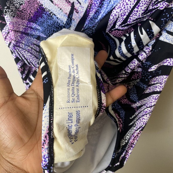 NWT SWIM SOLUTIONS Black MULTI Tummy Control One Shoulder One Piece Swimsuit 18 - Picture 8 of 9